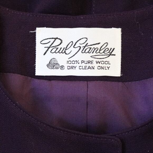 Vintage ‘90s Paul Stanley 100% Pure Wool Purple Single Breasted Blazer - Picture 7 of 9